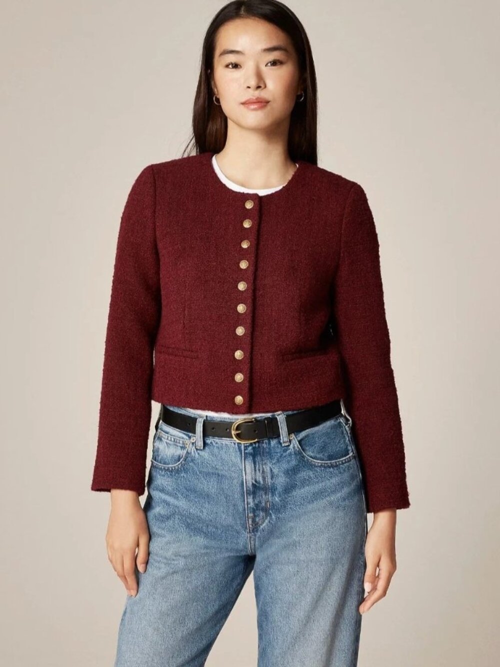 NWT J.Crew Bridgette Lady Jacket in Wilshire Red Tweed Wool Blend Cropped 12